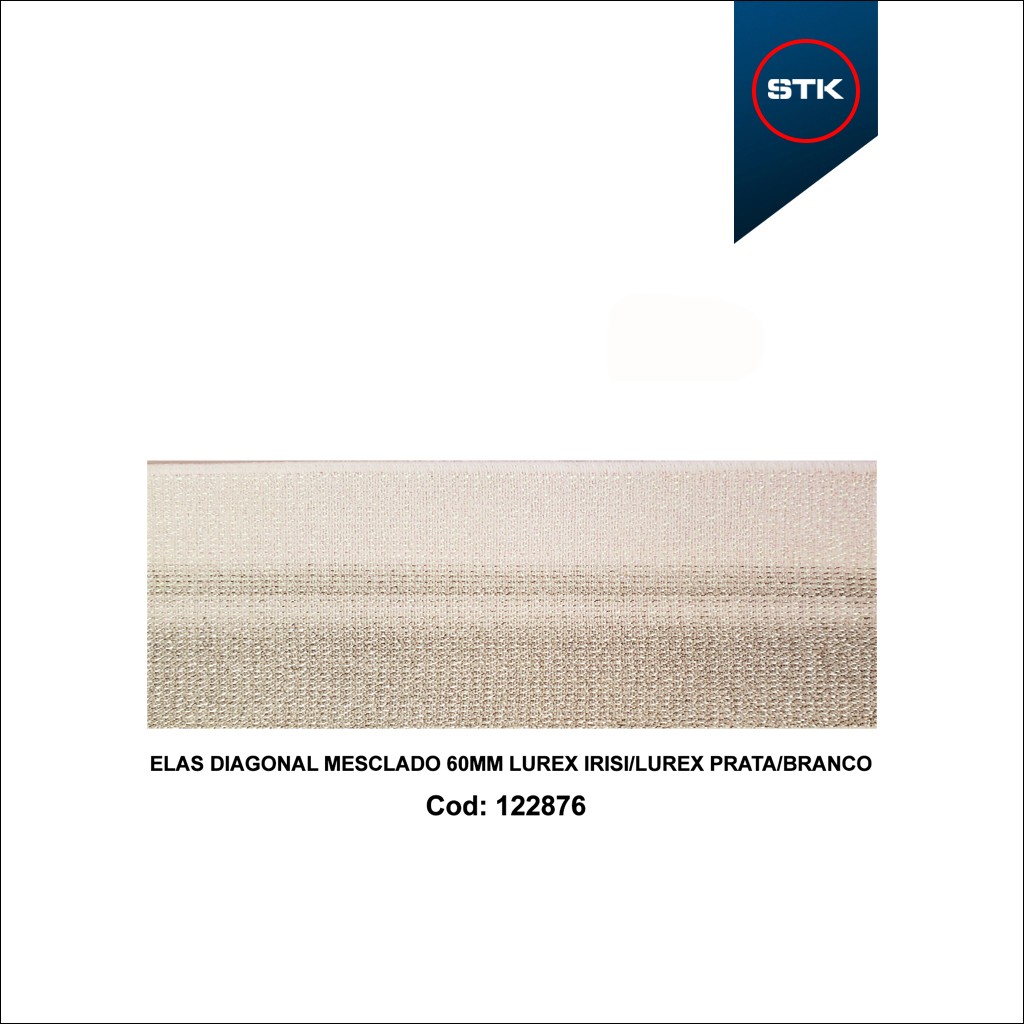 ELÁSTICO STK 645 DIAGONAL MESCLADO 60MM LUREX IRISI / LUREX PRATA / BRANCO