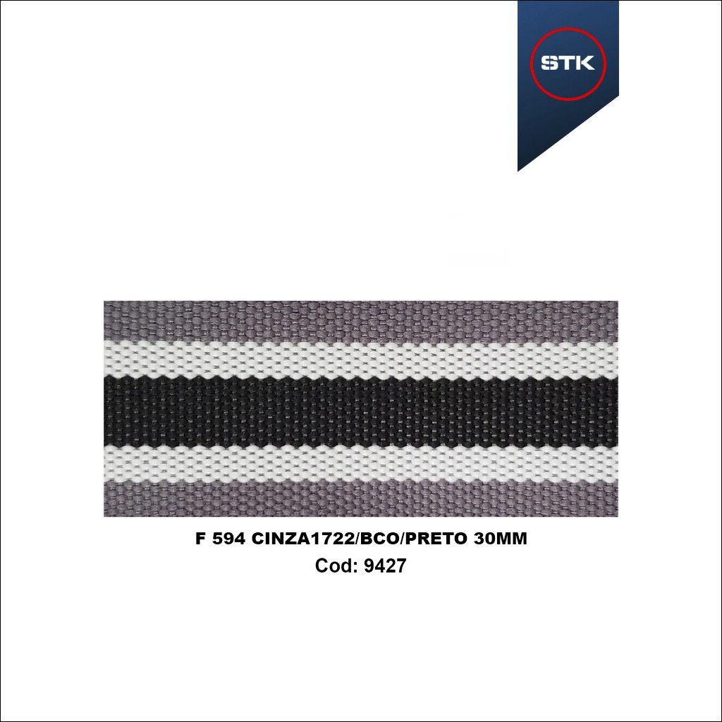 FITA 594 CINZA1722 / BCO / PRETO 30MM